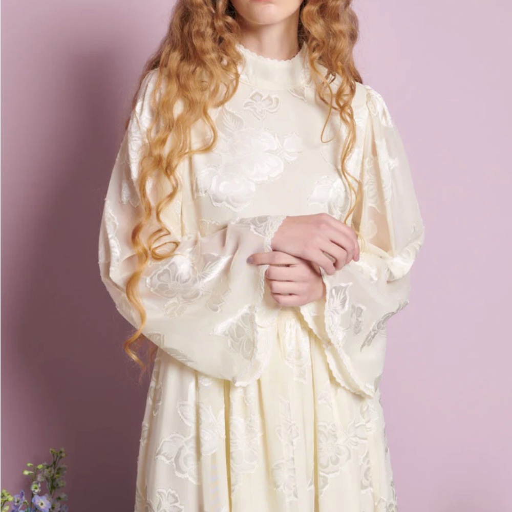 Sister Jane Dandelion Midi Dress - Elegant Cream Floral Women's Skirt - Picture 3 of 6